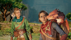 Pictured: Zoe and Mio in Zoe&#039;s simulated world and are just meeting their newly hatched dragons (Image Source: Hazelight Studios)