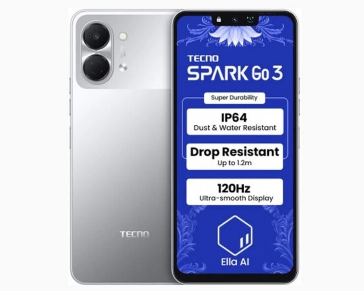 The Tecno Spark Go 3 smartphone has a 6.74-inch LCD display (Image source: Tecno)