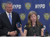 NY Mayor Bill de Blasio with NYPD deputy commissioner for IT, Jessica Tisch. (Source: NY Post)