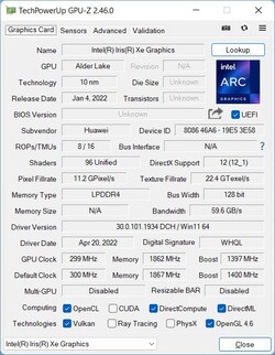 GPU-Z Iris Xe Graphics G7