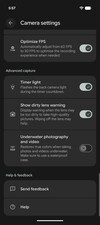 Camera settings: Video contd.