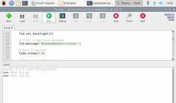 CrowPi includes a Python IDE for coding...