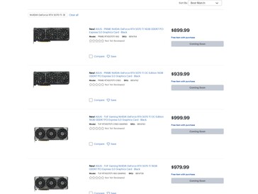 Best Buy RTX 5070 Ti prices are shown (Image source: Screenshot, Best Buy)