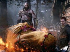 A screengrab from God of War Laufey's intro sequence