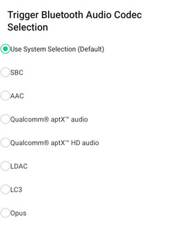 Available Bluetooth audio codecs