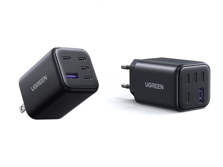 The US (left) and EU (right) versions of the Ugreen 45W 5-Port GaN Charger