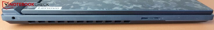 Left: 3.5 mm headset, SD card reader
