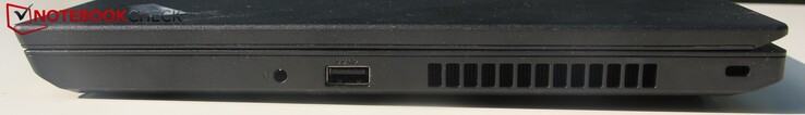 Right: combined audio port (plug), USB-A 3.0, Kensington