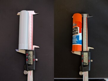 Height comparison between 3D printed glue stick (left) and original glue stick (right)