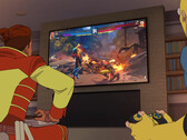 Superheroes Invincible and Rex Splode playing their corresponding characters in the upcoming Invincible VS fighting game.