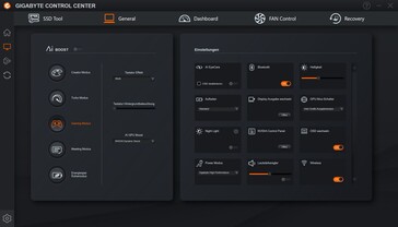 The modes in the Gigabyte Control Center