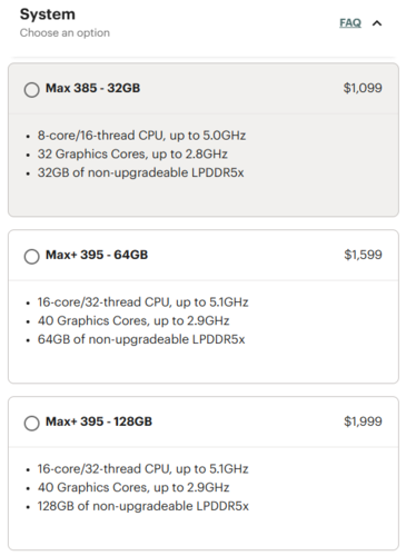 Framework Desktop's old pricing