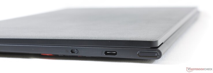 Right: Camera kill switch, USB-C + Thunderbolt 4, Power button