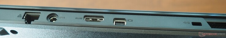 Rear: RJ45-LAN, power, HDMI, Mini-DisplayPort 1.4, Kensington Lock