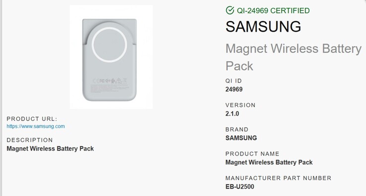 The upcoming Samsung Magnet Wireless Battery and Qi2 details. (Image source: Wireless Power Consortium)