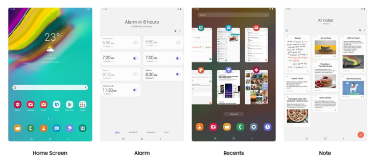 The Galaxy Tab S5e Android 9 Pie One UI interface. (Source: Samsung)