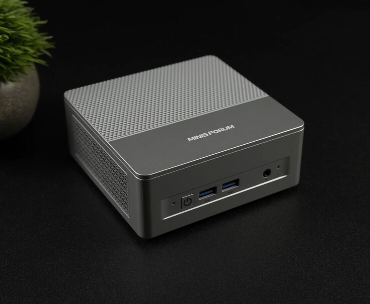 Minisforum X1 Lite mini PC shown from a front angled view highlighting its compact design and front I/O (Image source: ETA Prime via YouTube)