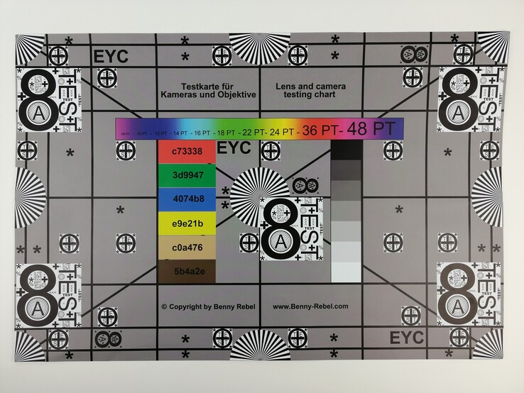 Photo of our test chart