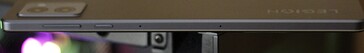 Right: volume rocker, standby button, 2x microphone