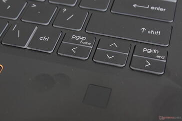 The arrow keys and adjacent Ctrl key feel cramped to use. Additionally, the laptop uses a dedicated fingerprint reader instead of a combo fingerprint-power button