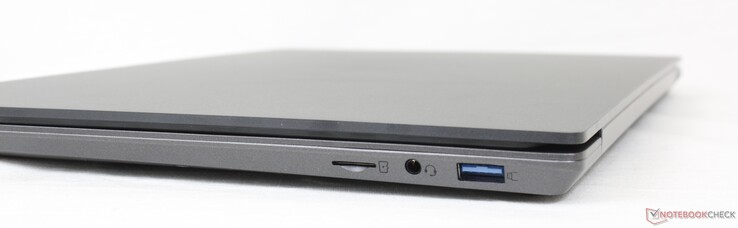 Right: MicroSD reader, 3.5 mm combo audio, USB-A 3.0