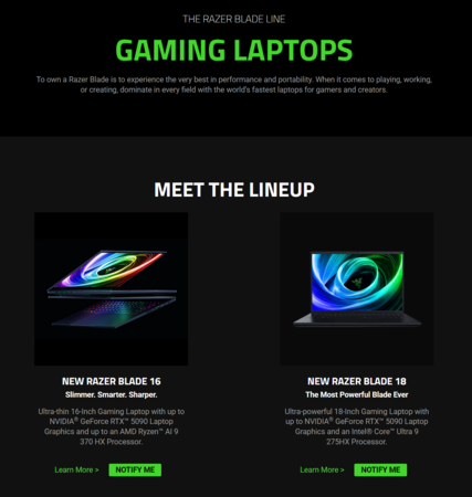 Razer Blade laptops out of stock at US store (Image source: screenshot, Razer US store)