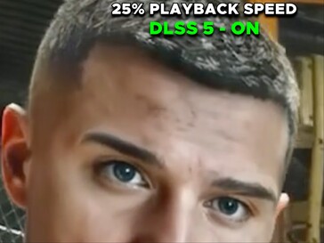 A Starfield character with hair on the side of the head with DLSS on.