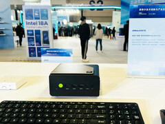 The GMKtec EVO-T2 on show at Intel&#039;s latest Technology Innovation and Industry Ecology Conference. (Image source: GMKtec)