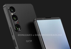 The Xperia 1 VI is rumoured to be shorter but wider than the current Xperia 1 V. (Image source: @OnLeaks & Android Headlines)