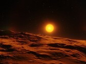An illustration showing a rocky exoplanet and a star.