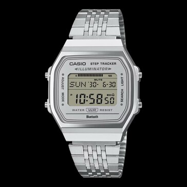 Casio ABL-100WE-7A with a silver dial and silver case and bracelet.