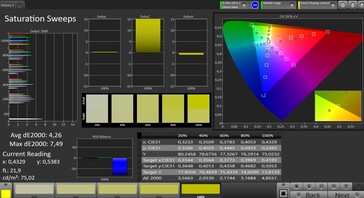 CalMAN saturation sweeps (target color space sRGB)