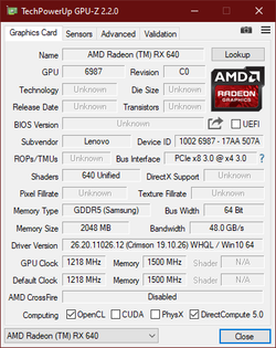 GPU-Z AMD Radeon RX 640