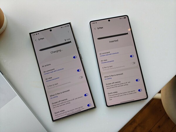 The Galaxy S25 Ultra doesn't have Air Actions in the S Pen menu. (Image source: Michael Fisher on X)