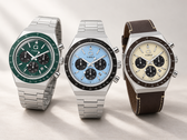 The three new Q Timex Chronograph variants come in green, ice-blue and khaki colourways.