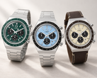 The three new Q Timex Chronograph variants come in green, ice-blue and khaki colourways.