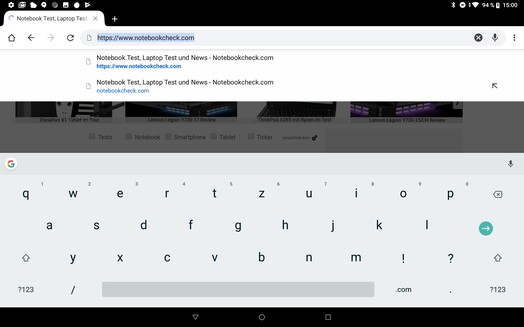 Using the default keyboard in landscape mode