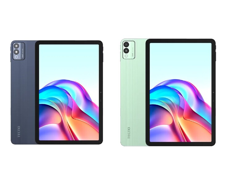 The Tecno Megapad 11 in Starfall Grey and Vitality Green. (Image source: Tecno)