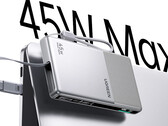The new power bank has a small-sized screen on the side. Pictured: a promo picture highlighting the 45W fast charging support.