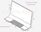 The new Apple patent envisions the iMac as a single continuous sheet of curved glass. (Image Source: Patently Apple)