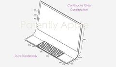The new Apple patent envisions the iMac as a single continuous sheet of curved glass. (Image Source: Patently Apple)