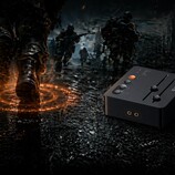 Artistic render of Fosi Audio C3 gaming sound card showing StepSense technology.