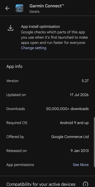 Garmin Connect 5.27 was released on July 17