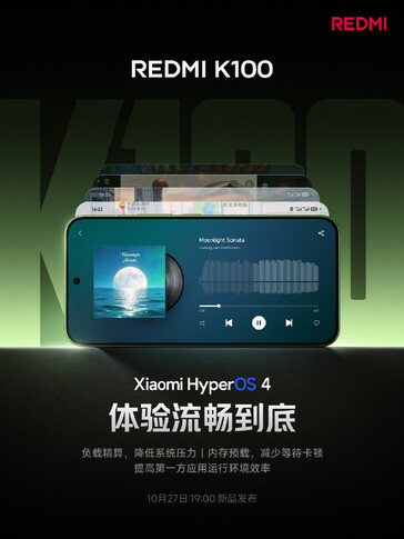 The Redmi K100's display specs.