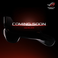 An image showing what appears to be a possible gaming phone attached to a physical controller. (Source: Asus ROG)