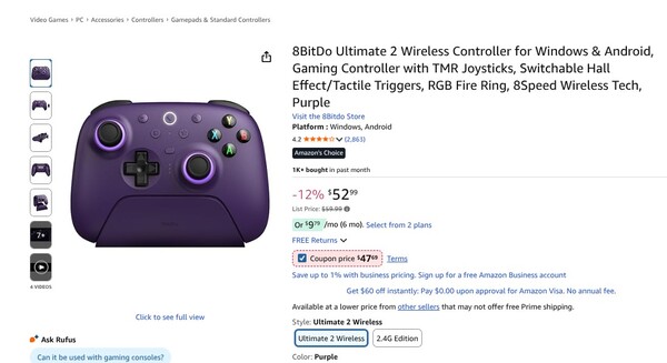 Tick the coupon box to score an additional discount on the purple variant. (Image source: Amazon)