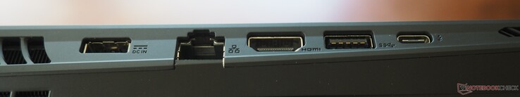 Left side: power, RJ-45, HDMI 2.1, USB-A 3.2 Gen 2, Thunderbolt 5 (DP 2.1, PD 3.0)