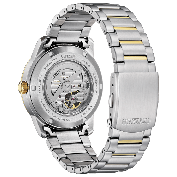 Transparent case back of the Citizen NH9154-51A showcasing the mechanical movement.