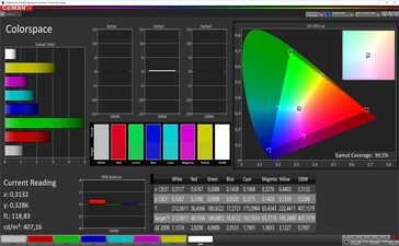 CalMAN: Colour Space - automatic contrast, warm colours, DCI P3 target colour space