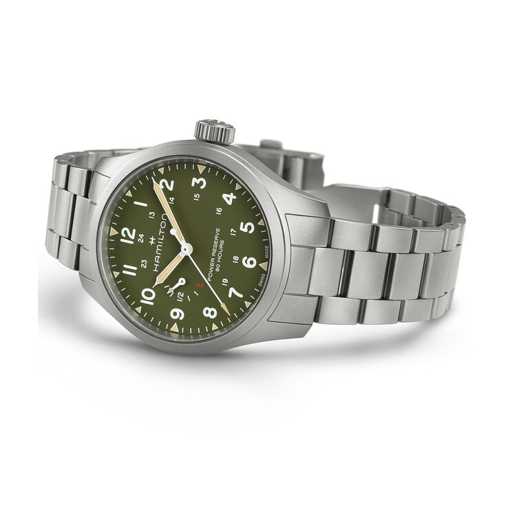The Hamilton Khaki Field Power Reserve 40 mm with green dial